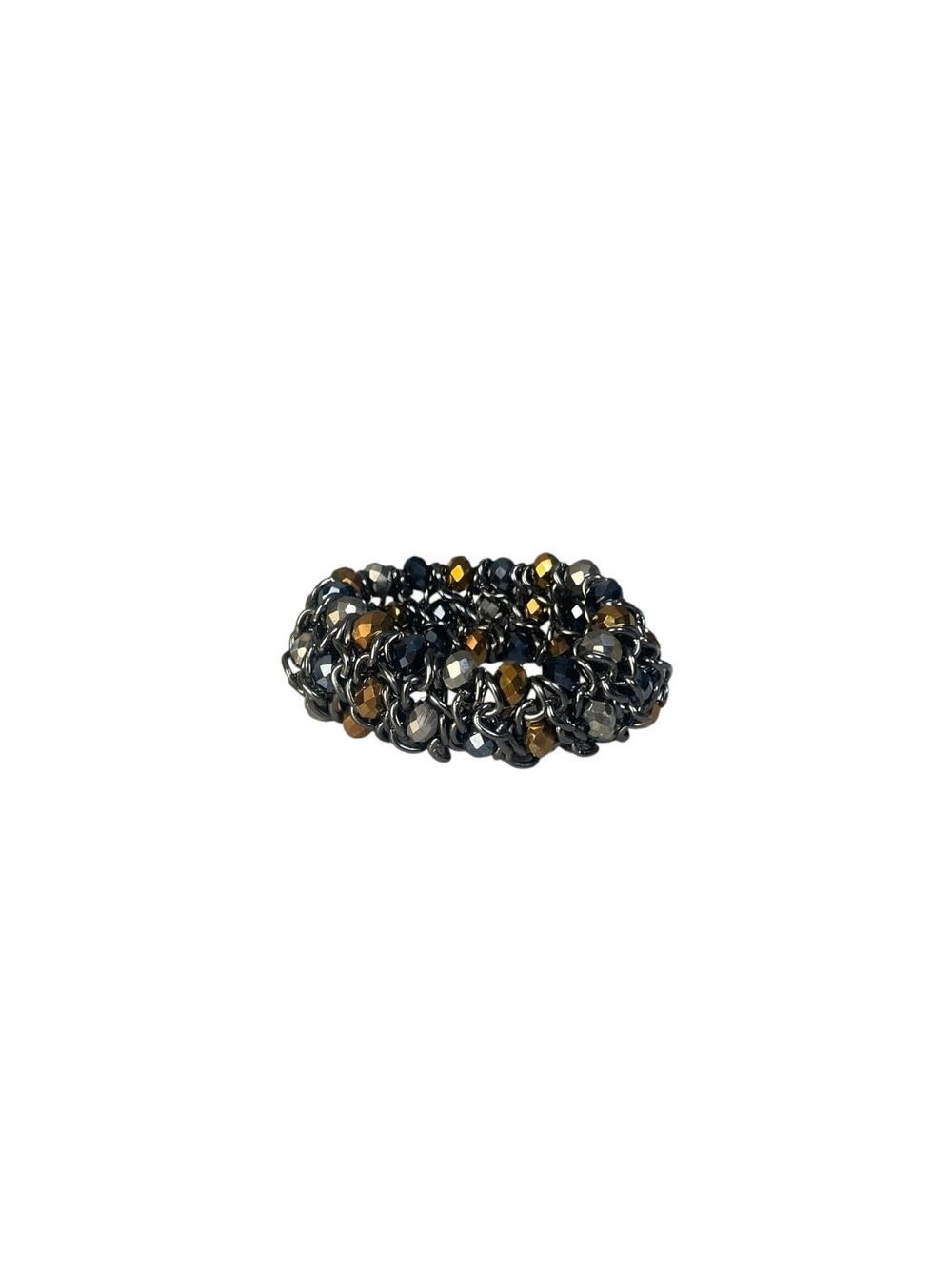 NWT Dana Buchman Black Tone Metal & Faceted Crystals Stretch Bracelet